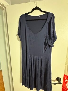 Amazon Women's Midi Dress Navy Blue Scoop Neck